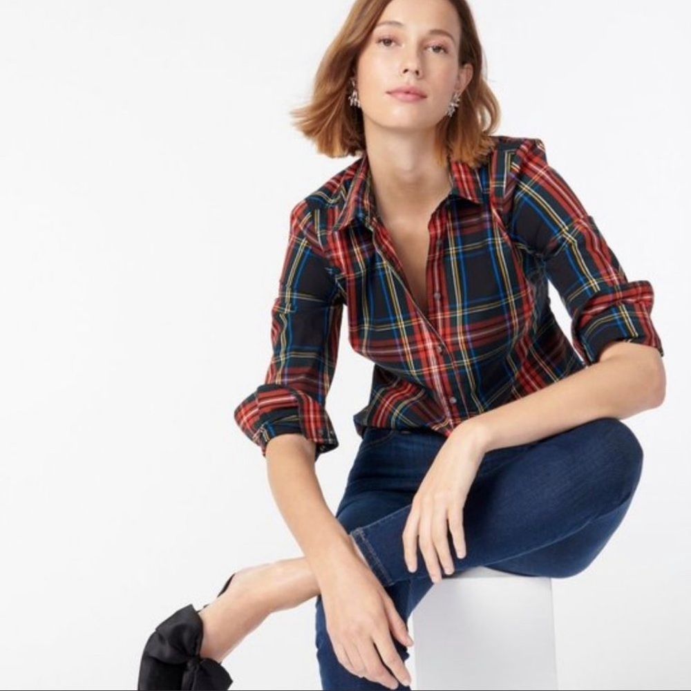J.Crew Stewart Plaid Tartan Button Up Shirt 4P